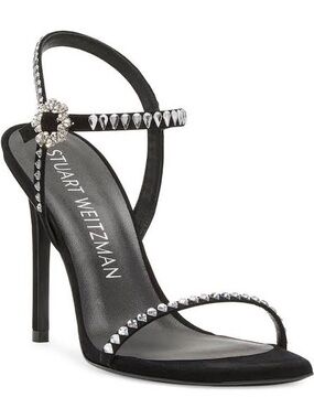 Stuart Weitzman Gemcut 100 Black Embellished Sandals